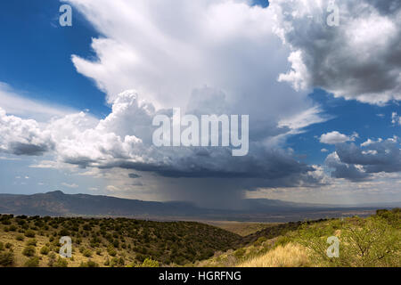 Distant storm clouds on the horizon near Camp Verde, Arizona Stock Photo