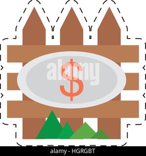 real estate fence wooden price dollar cut line vector illustration eps 10 Stock Vector