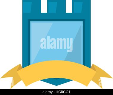blue shield yellow ribbon badge vector illustration eps 10 Stock Vector