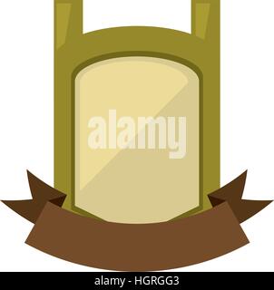 green vintage shield emblem with brown ribbon vector illustration eps 10 Stock Vector