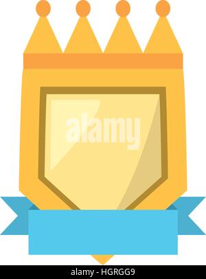 yellow shield with blue ribbon label vector illustration eps 10 Stock Vector