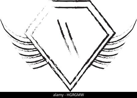 shield insignia military winged sketch vector illustration eps 10 Stock Vector