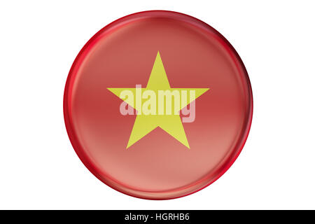 Badge with flag of Vietnam, 3D rendering  isolated on white background Stock Photo