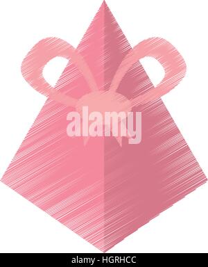 drawing pink gift box pyramid bow vector illustration eps 10 Stock Vector