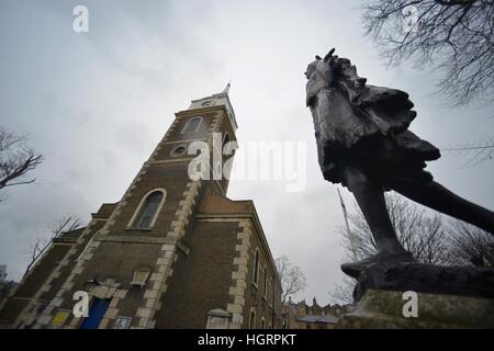 Gravesend, Kent. 2017. 400th year after the death of Pocahontas. St Georges church, Gravesend. Stock Photo