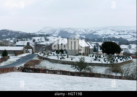 Llanddewi'r Cwm, Powys, Wales, UK. 13th January, 2017. St. David's Church in the tiny Welsh hamlet of Llanddewi'r Cwm, in Powys, UK. is surrounded by a wintry landscape © Graham M. Lawrence/Alamy Live News. Stock Photo