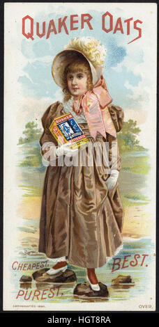 Quaker Oats, cheapest, purest, best. [front] - Food Trade Card Stock Photo