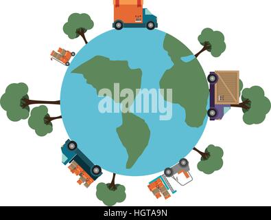 Isolated planet and delivery concept design Stock Vector