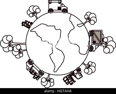 Isolated planet and delivery concept design Stock Vector