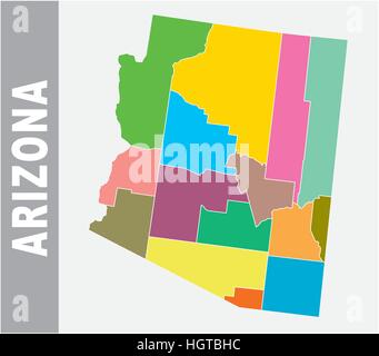 Colorful Arizona administrative and political vector map Stock Vector