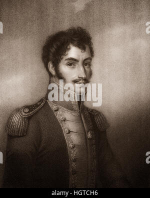 Simón Bolívar or Simón José Antonio de la Santísima Trinidad Bolívar y Palacios Ponte y Blanco, 1783 - 1830, a military and political leader, Stock Photo