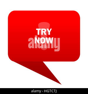 try now bubble red icon Stock Photo