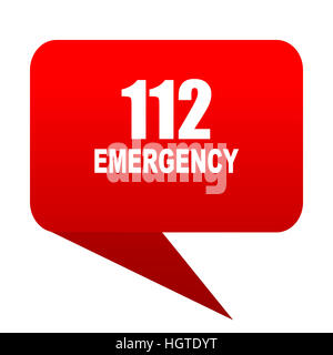 number emergency 112 bubble red icon Stock Photo