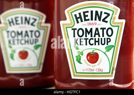 Heinz tomato ketchup plastic bottles Stock Photo