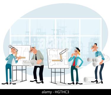 Vector illustration of a architects in office Stock Vector