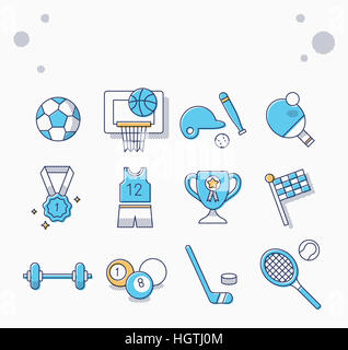 Various line icons related to sports Stock Photo