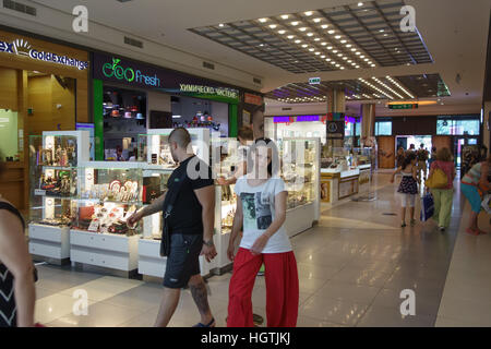 Burgas, Bulgaria - JUNE 23, 2016: Burgas Mall Galleria the largest shopping center in Bulgaria which hundreds of shoppers and tourists visit every day Stock Photo