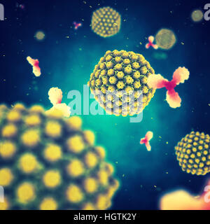 Herpes virus and antibodies , Viral infection , Disease epidemic Stock Photo