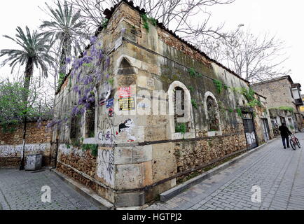 Antalya, Turkey-March 29, 2014: Kaleiçi-Inner castle area is the historic city center and has structures dating from the Roman-Byzantine-Seljuk-Ottoma Stock Photo