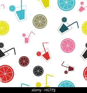 citrus Cocktail seamless pattern background vector illustration Stock Vector