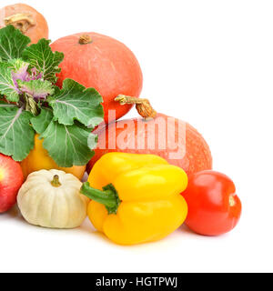 Collection fruit and vegetables isolated on white Stock Photo