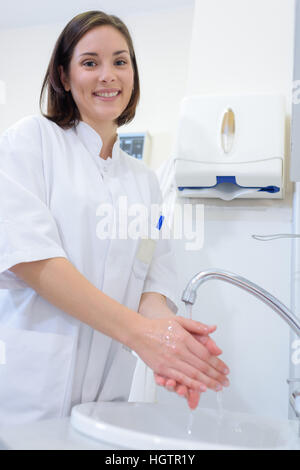 nurse washing hands Stock Photo