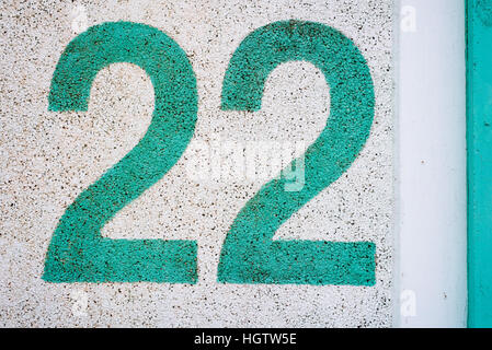 Number twenty-two texture on wall Stock Photo