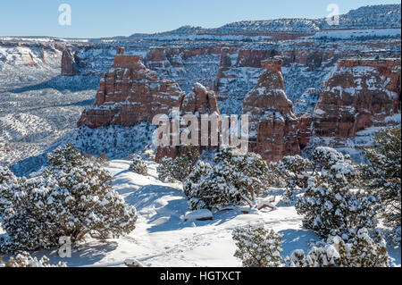 The Colorado National Monument in winter snow Stock Photo