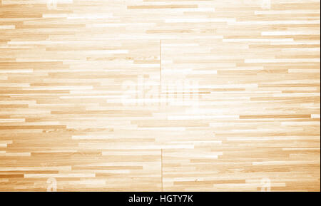 Hardwood maple basketball court floor viewed from above Stock Photo