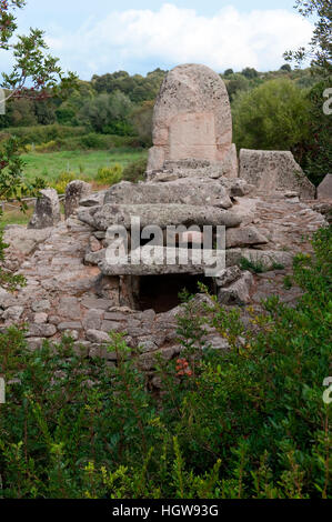 giant's tomb Coddu Vecchiu, Arzachena, Gallura, province Sassari, Sardinia, Sardegna, Italy, Europe, Tomb of the giants, Tomba Di Giganti Stock Photo