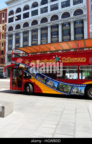 Melbourne Sightseeing Bus parked near Federation square Melbourne Victoria Australia Stock Photo