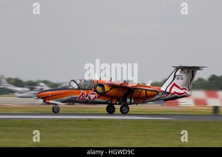 Austrian Air Force Saab 105 jet trainer aircraft taking off at the Royal International Air Tattoo Stock Photo