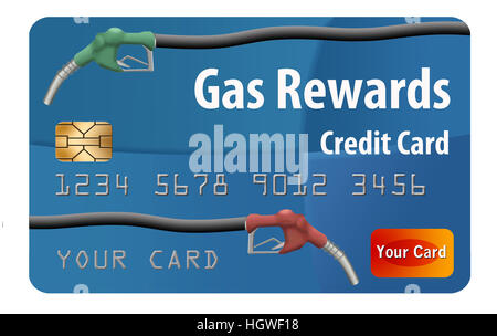 Gasoline rewards credit card isolated on white background. Stock Photo