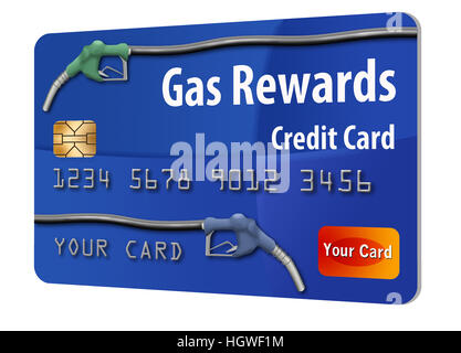 Gasoline rewards credit card isolated on white background. Stock Photo