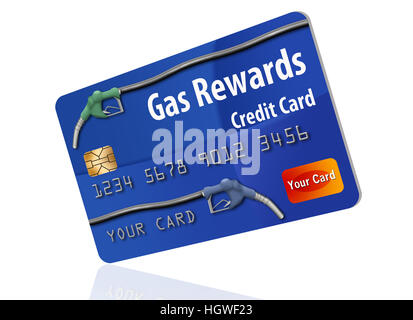 Gasoline rewards credit card isolated on white background. Stock Photo