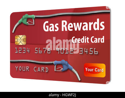 Gasoline rewards credit card isolated on white background. Stock Photo