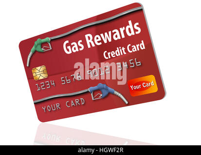 Gasoline rewards credit card isolated on white background. Stock Photo