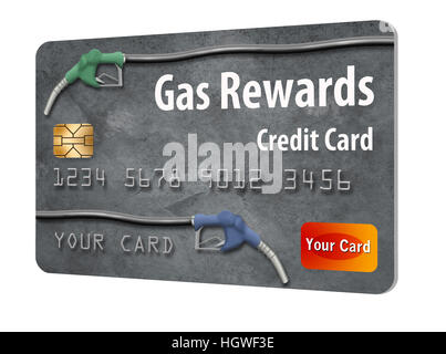 Gasoline rewards credit card isolated on white background. Stock Photo