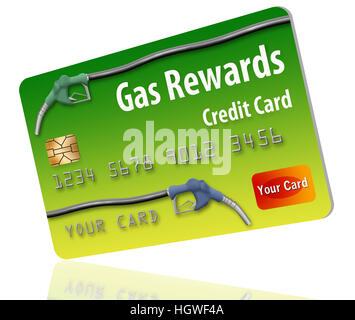 Gasoline rewards credit card isolated on white background. Stock Photo