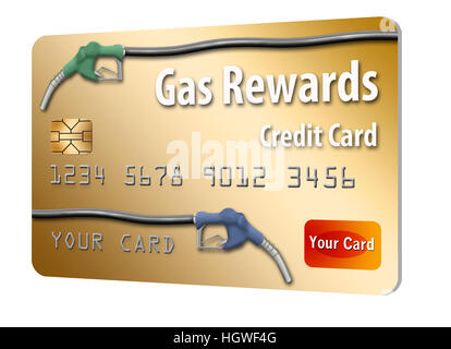 Gasoline rewards credit card isolated on white background. Stock Photo