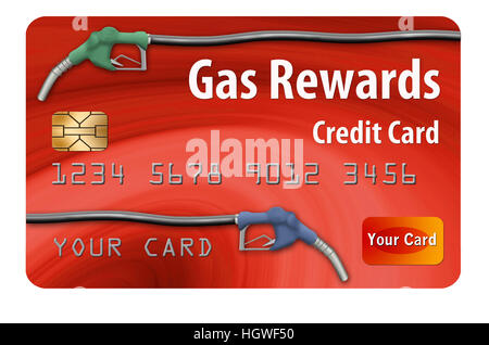 Gasoline rewards credit card isolated on white background. Stock Photo