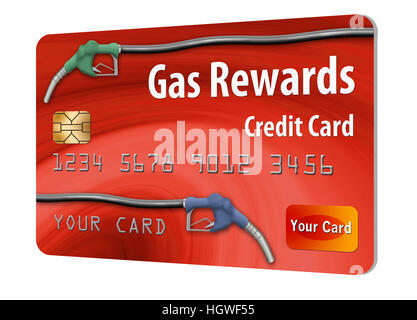 Gasoline rewards credit card isolated on white background. Stock Photo