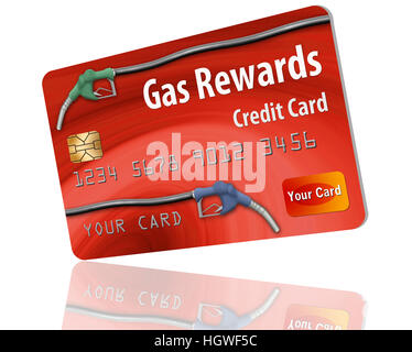 Gasoline rewards credit card isolated on white background. Stock Photo