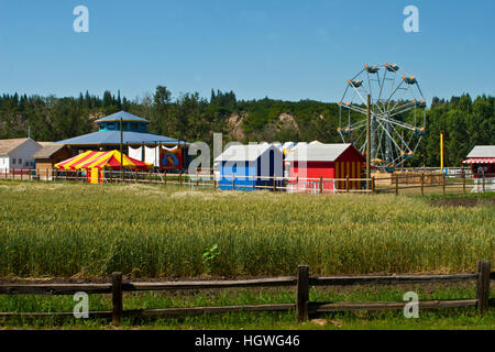 Fort Edmonton, Alberta, Canada, is a reconstruction of the nineteenth and early 20th century British fort that became Edmonton Stock Photo