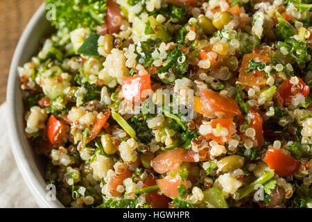Healthy Organic Quinoa Tabouli Salad with Tomato and Cucumber Stock Photo