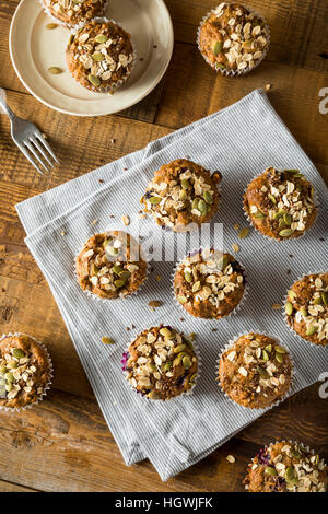 Healthy Organic Seed and Blueberry Muffins with Banana and Whole Grain Stock Photo