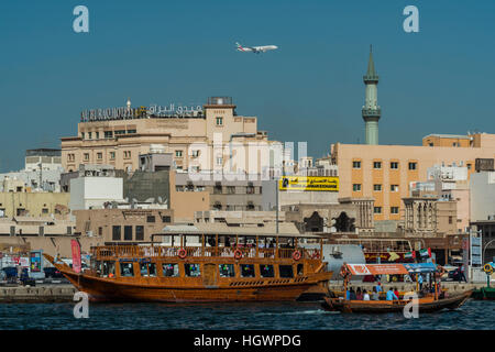 View over Deira district from across the creek, Dubai, United Arab Emirates Stock Photo