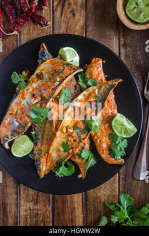 Indian mackerel fish fry with coriander Stock Photo