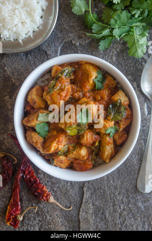 Indian pork curry with basmati rice Stock Photo