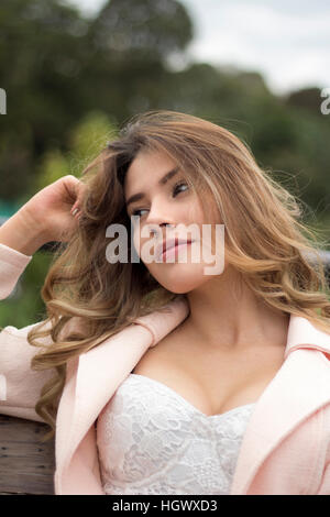 Beautiful pensive woman Stock Photo